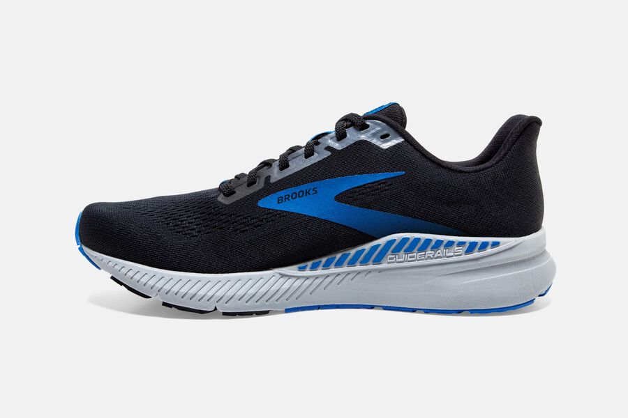 Launch GTS 8 Road Brooks Running Shoes NZ Mens - Black/Grey/Blue - FHCWSB-154